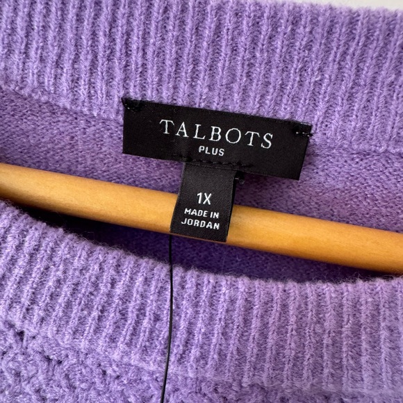 Talbots Lavender Purple Cable Knit Women's Sweater & Statement Necklace - Picture 6 of 12